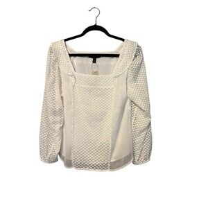 Banana Republic Factory Square Neck Peasant Top Size M Petite New White
